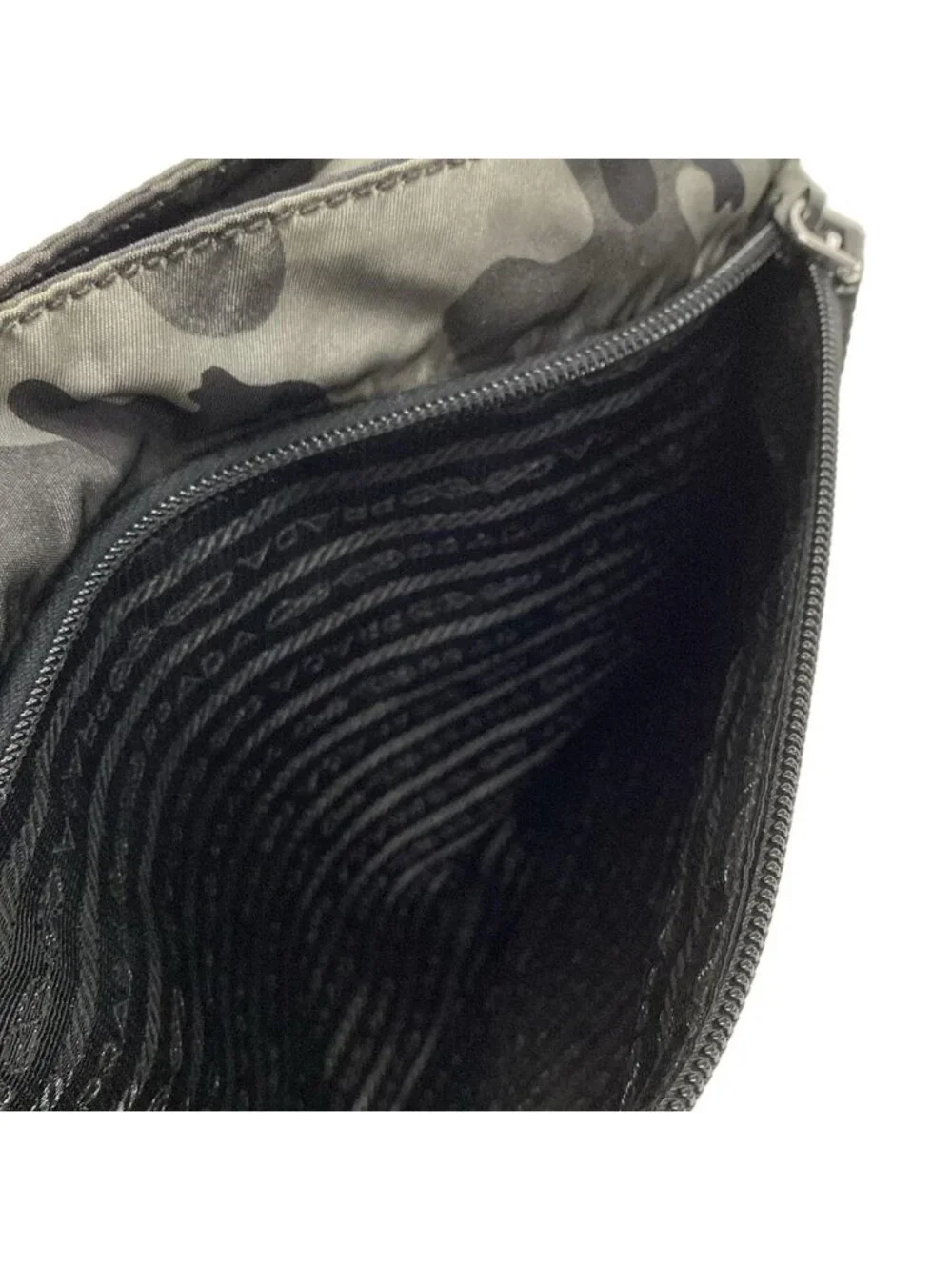 Prada Shoulder Bag Green Black Multi Camouflage Pattern Leather Tag - Picture 13 of 15